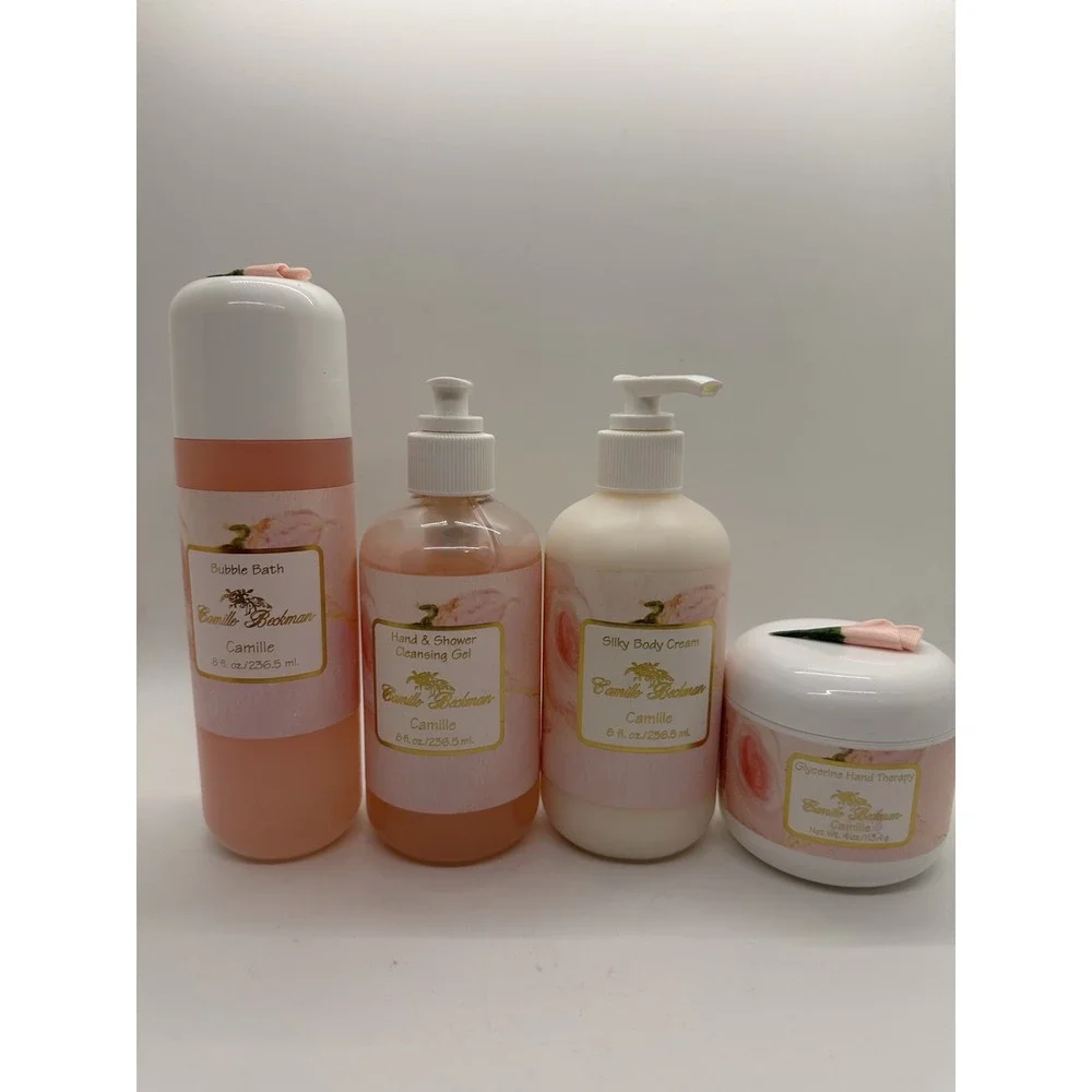 Camille Beckman Camille Set‎ Lotion Bubble Bath Cleansing Gel Hand Cream 4pc